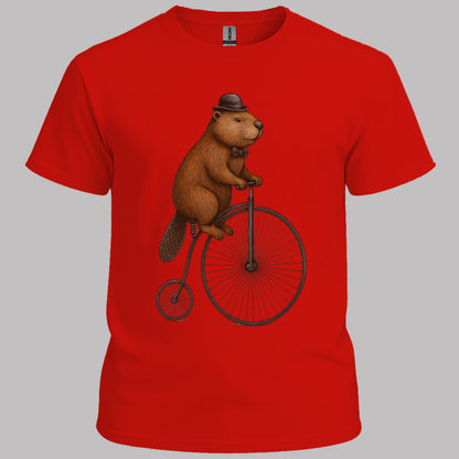 Bever op antieke fiets T‑Shirt