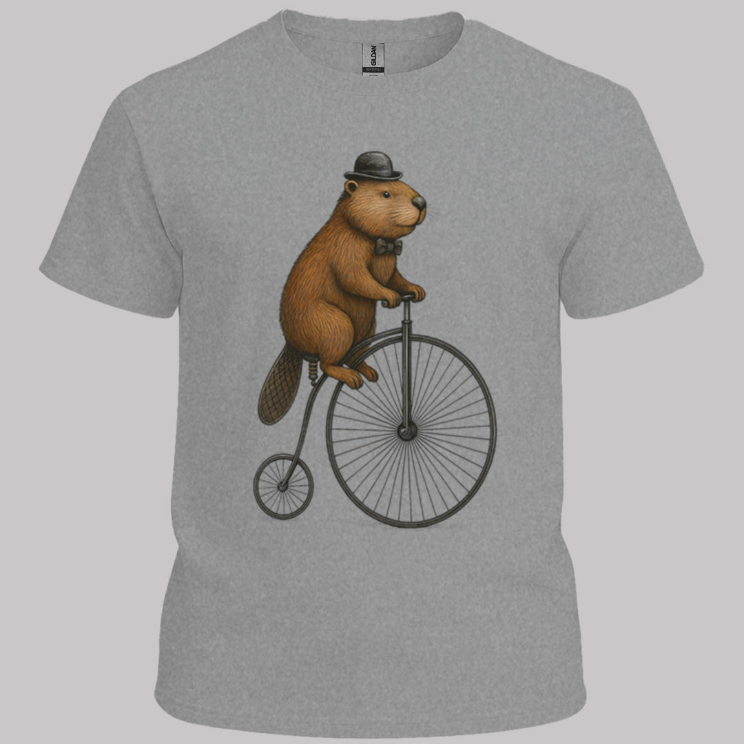 Bever op antieke fiets T‑Shirt