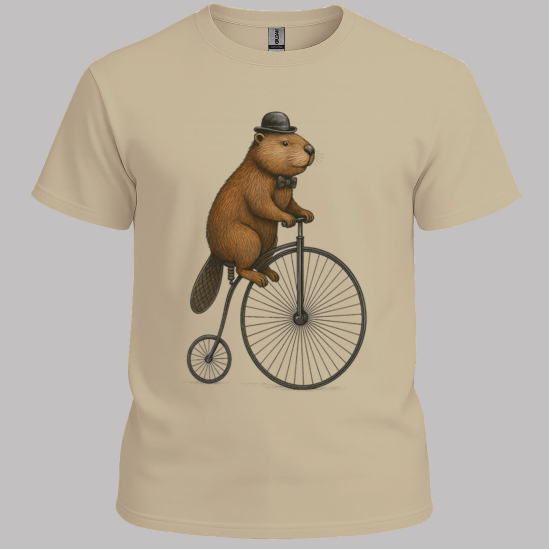 Bever op antieke fiets T‑Shirt