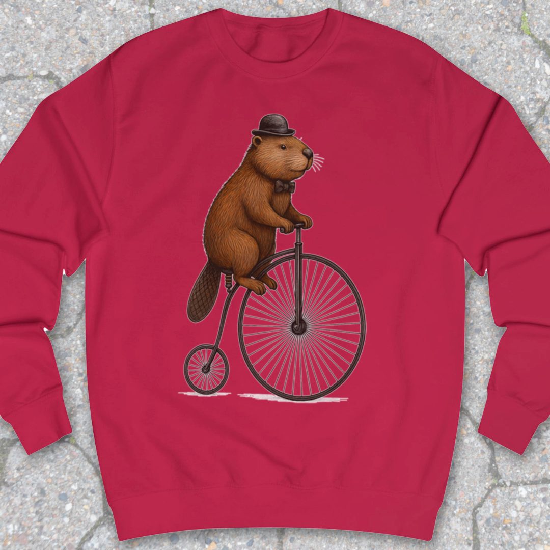 Bever op antieke fiets Sweater