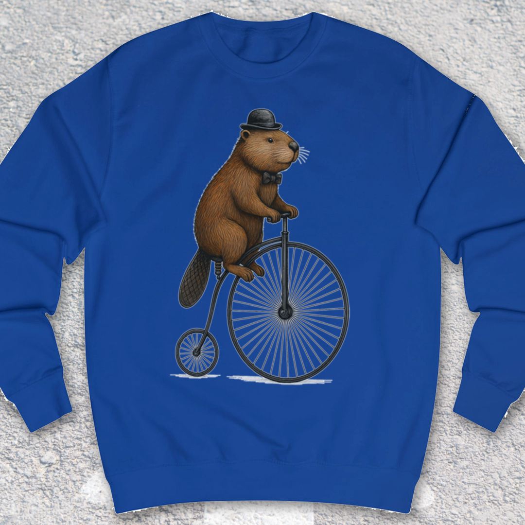 Bever op antieke fiets Sweater