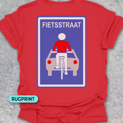 Fietsstraat rugprint T‑Shirt