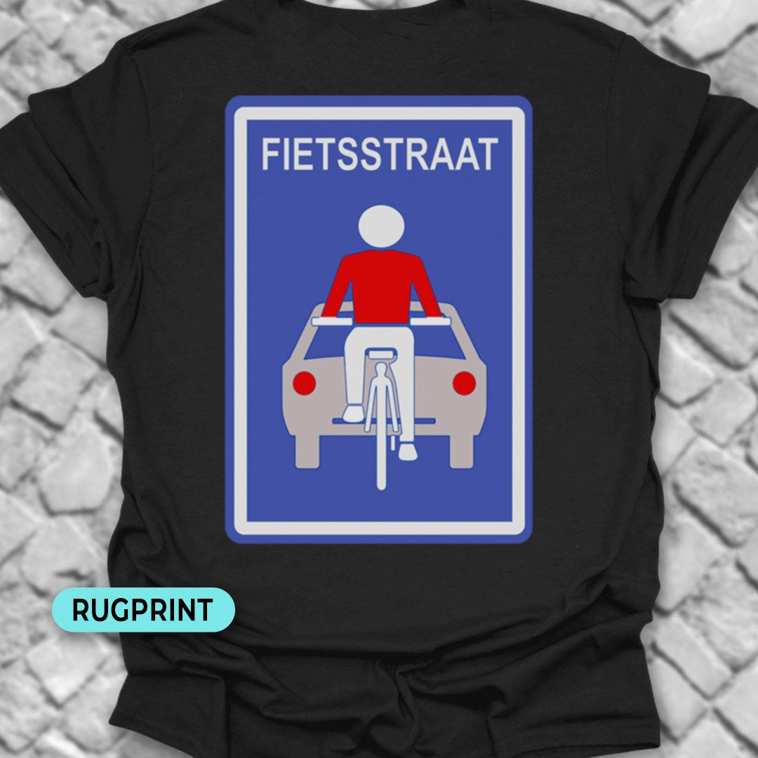 Fietsstraat rugprint T‑Shirt