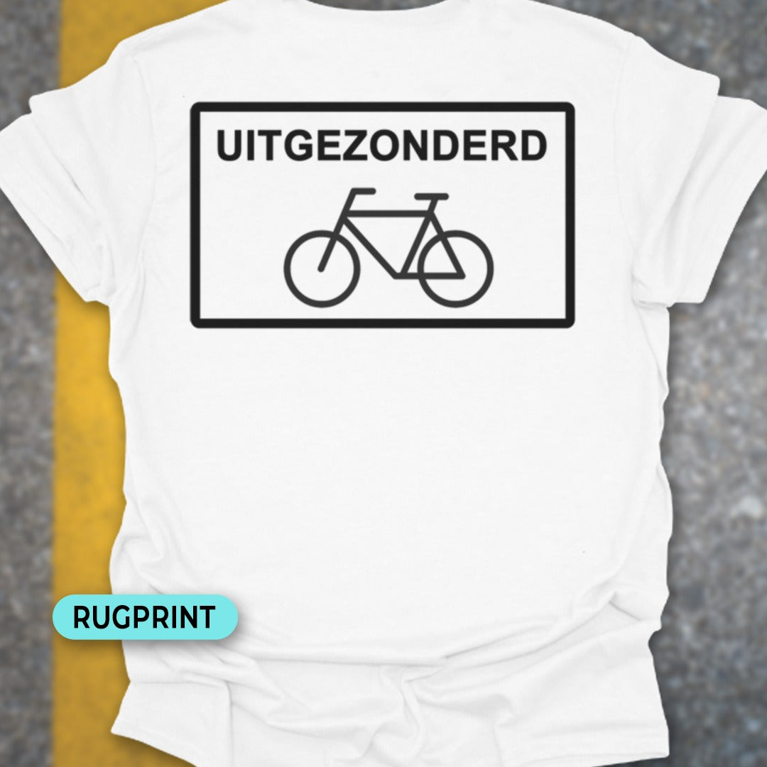 Uitgezonderd fietsers rugprint T‑Shirt