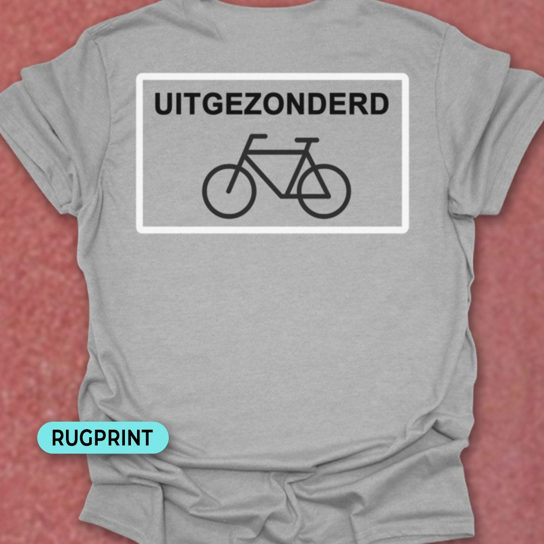 Uitgezonderd fietsers rugprint T‑Shirt