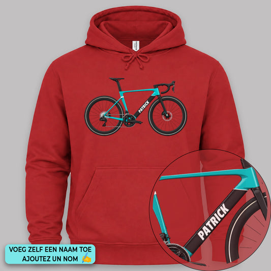 Hoodie Vélo aéro turquoise avec nom au choix