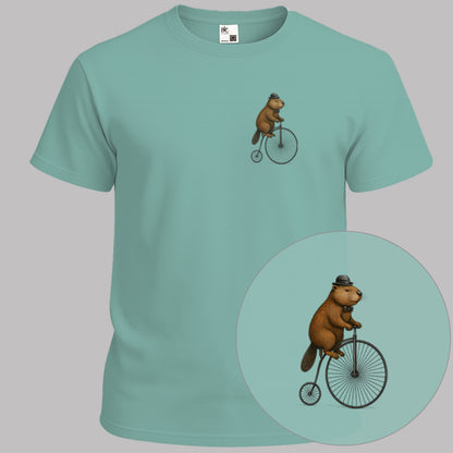 Bever op antieke fiets T‑Shirt