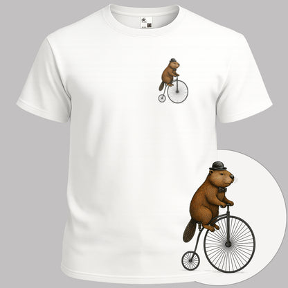 Bever op antieke fiets T‑Shirt