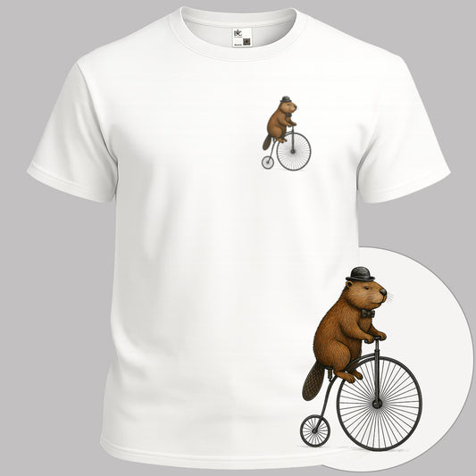 Bever op antieke fiets T‑Shirt