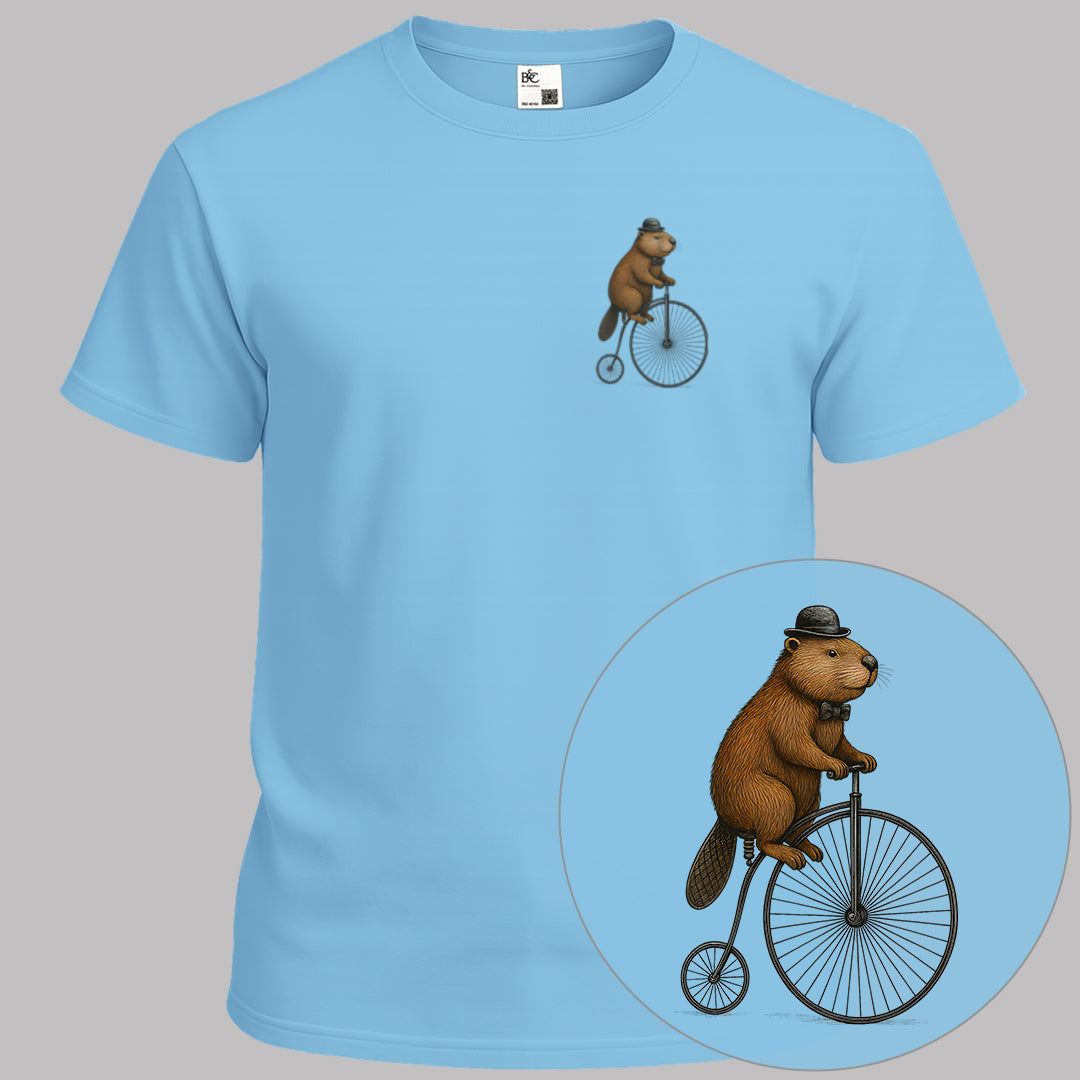 Bever op antieke fiets T‑Shirt