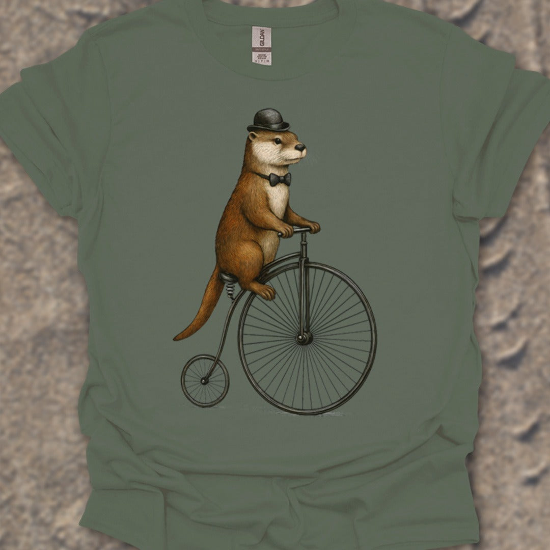 Otter op antieke fiets T‑Shirt