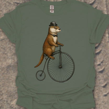 Otter op antieke fiets T‑Shirt