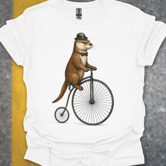 Otter op antieke fiets T‑Shirt