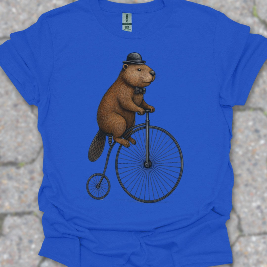 Bever op antieke fiets T‑Shirt