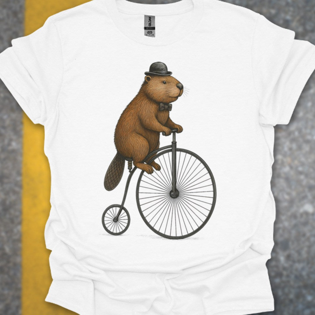 Bever op antieke fiets T‑Shirt