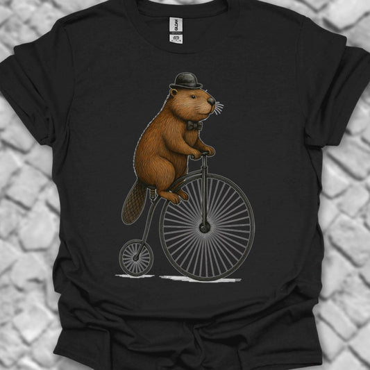 Bever op antieke fiets T‑Shirt