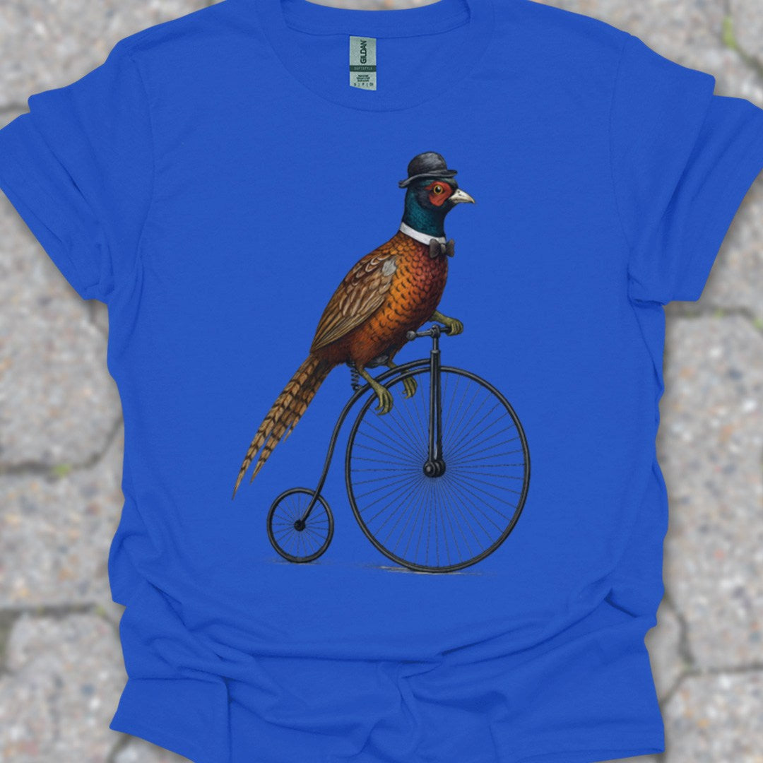Fazant op antieke fiets T‑Shirt
