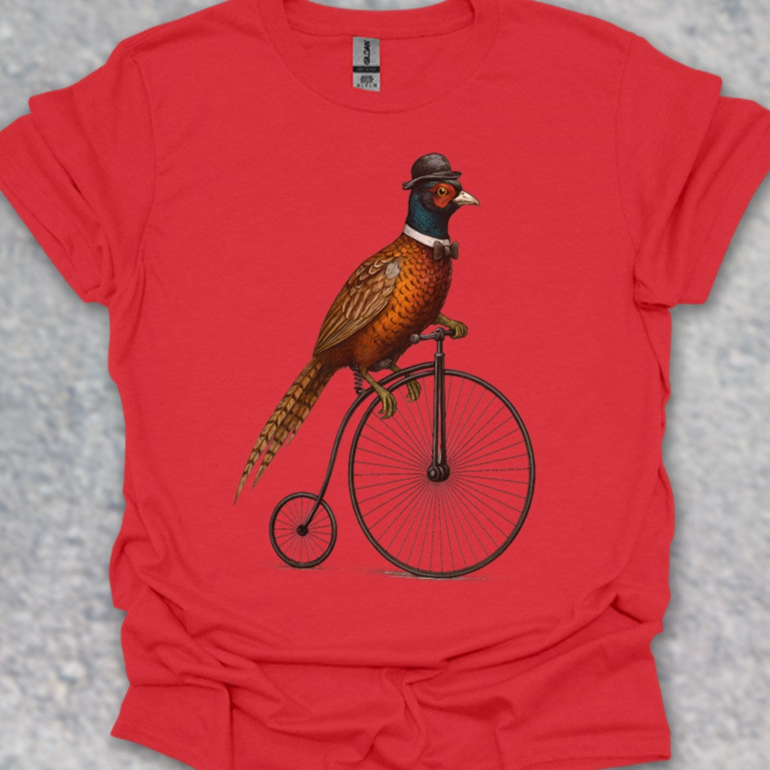 Fazant op antieke fiets T‑Shirt