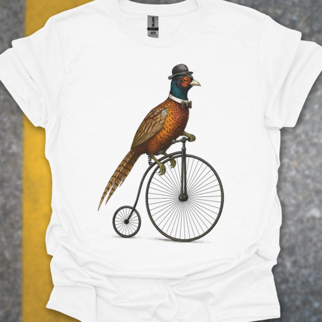 Fazant op antieke fiets T‑Shirt