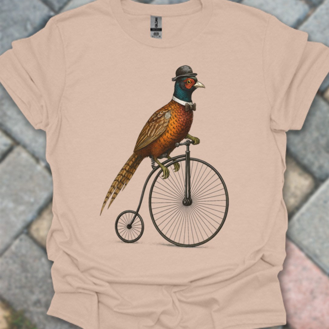 Fazant op antieke fiets T‑Shirt