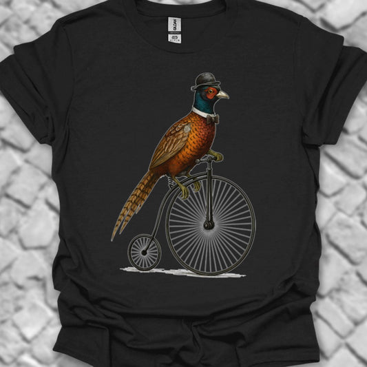 Fazant op antieke fiets T‑Shirt