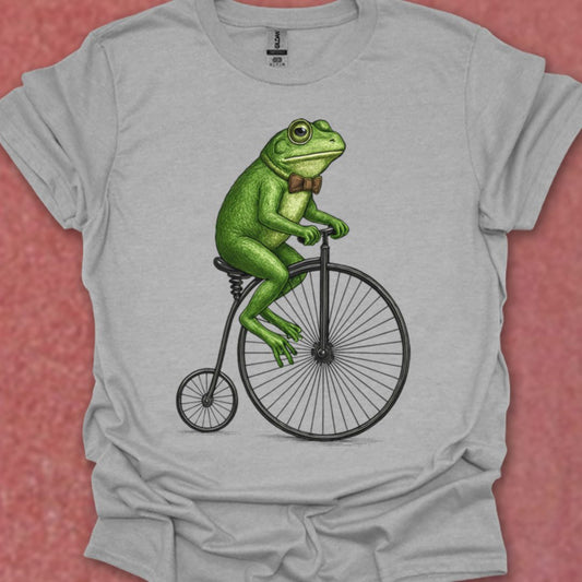 Kikker op antieke fiets T‑Shirt