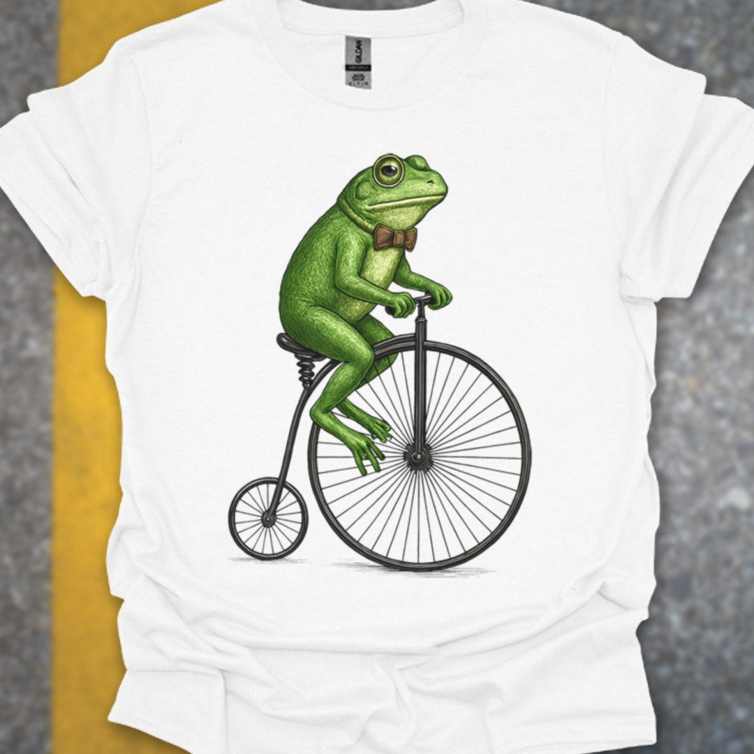 Kikker op antieke fiets T‑Shirt
