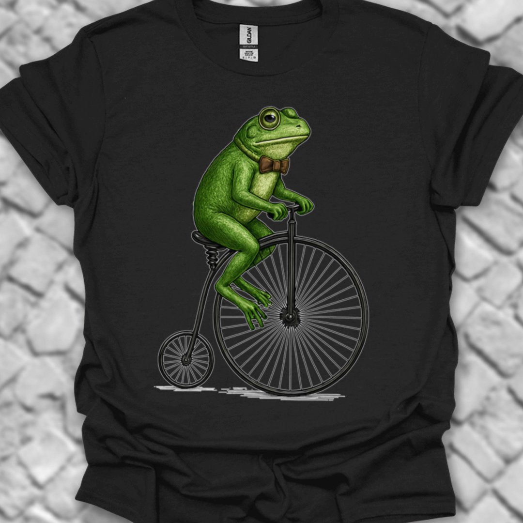 Kikker op antieke fiets T‑Shirt