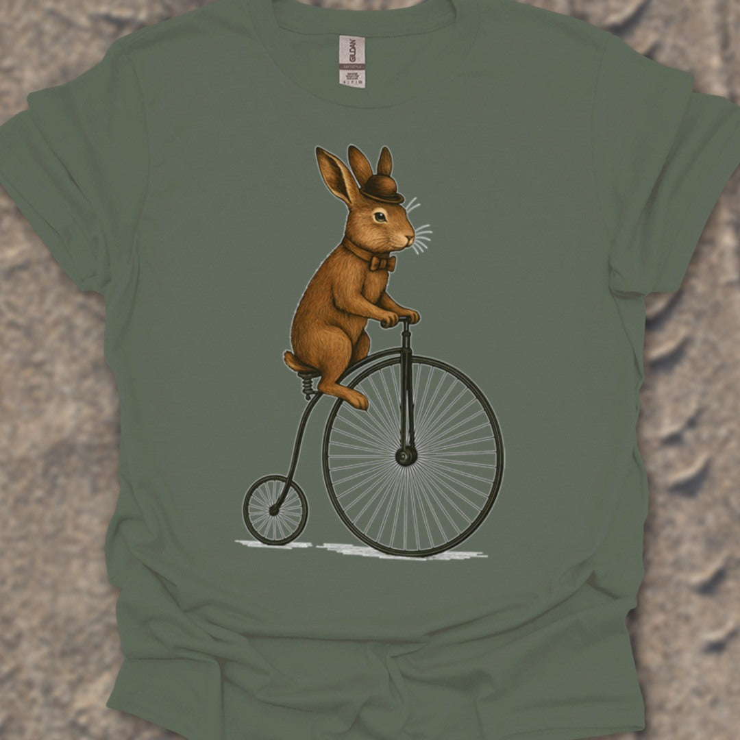 Konijn op antieke fiets T‑Shirt