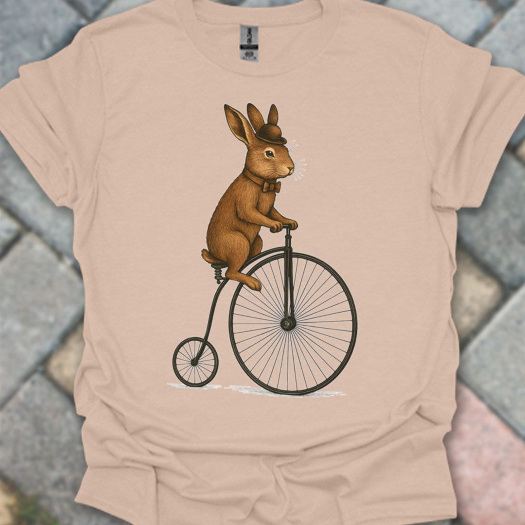 Konijn op antieke fiets T‑Shirt