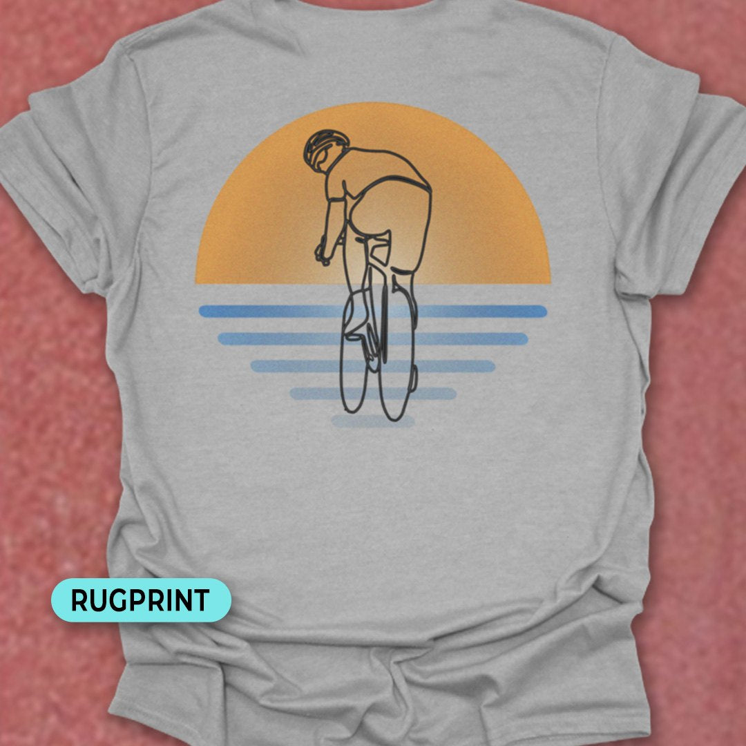 Koersfietser zonsondergang rugprint T‑Shirt