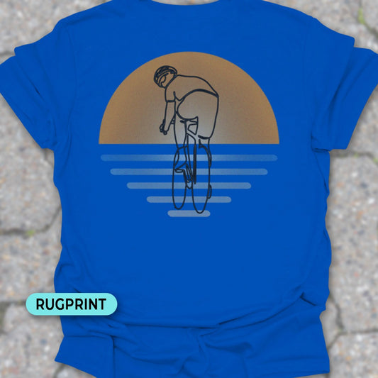 Koersfietser zonsondergang rugprint T‑Shirt
