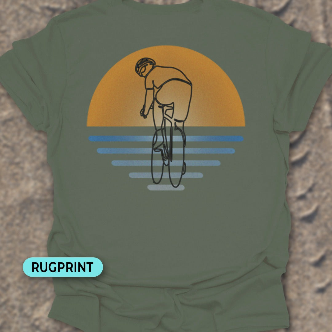 Koersfietser zonsondergang rugprint T‑Shirt