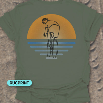 Koersfietser zonsondergang rugprint T‑Shirt