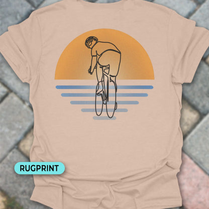 Koersfietser zonsondergang rugprint T‑Shirt