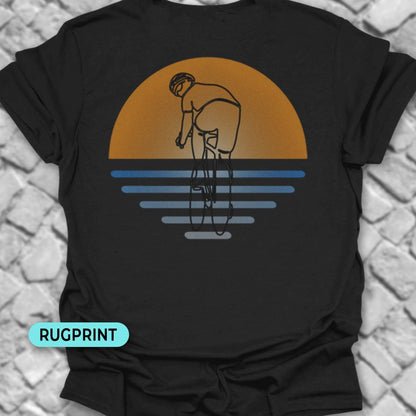 Koersfietser zonsondergang rugprint T‑Shirt