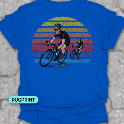 Wielrenners retro zon rugprint T‑Shirt