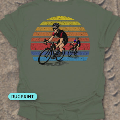 Wielrenners retro zon rugprint T‑Shirt