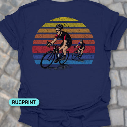 Wielrenners retro zon rugprint T‑Shirt