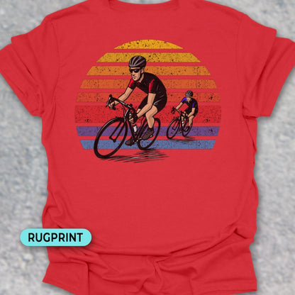 Wielrenners retro zon rugprint T‑Shirt