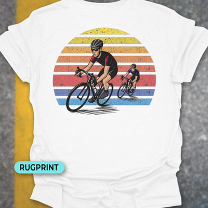 Wielrenners retro zon rugprint T‑Shirt