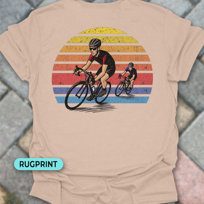 Wielrenners retro zon rugprint T‑Shirt