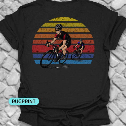 Wielrenners retro zon rugprint T‑Shirt
