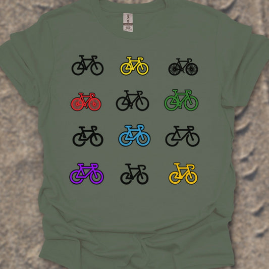 Gekleurde fietsen T‑Shirt