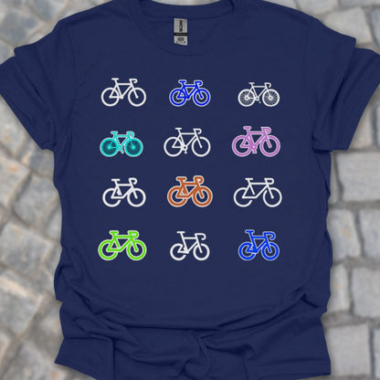 Gekleurde fietsen T‑Shirt
