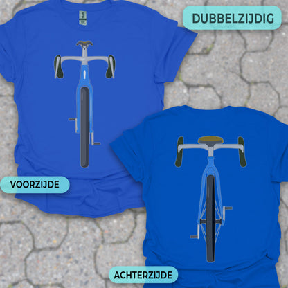 Gravelbike blauw voor & achter T‑Shirt