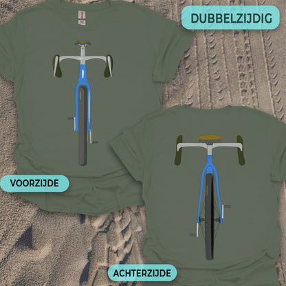 Gravelbike blauw voor & achter T‑Shirt