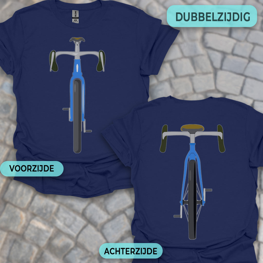 Gravelbike blauw voor & achter T‑Shirt