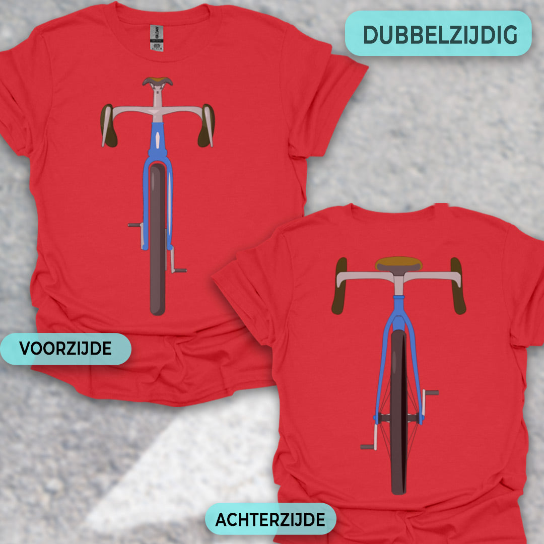 Gravelbike blauw voor & achter T‑Shirt