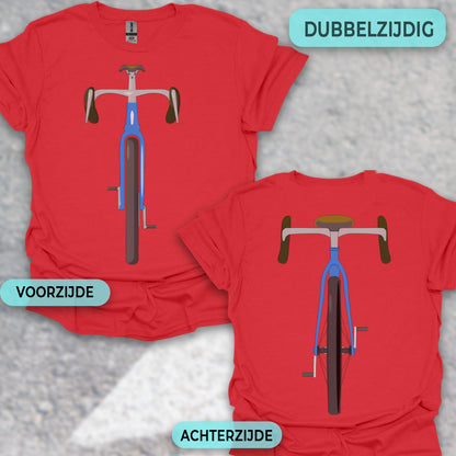 Gravelbike blauw voor & achter T‑Shirt